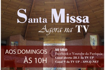 Fiéis podem acompanhar a transmissão da Santa Missa aos domingos na TV ABERTA